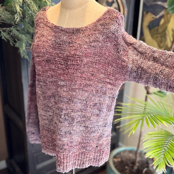 American Eagle soft oversized heathered mauve cozy sweater boat neck - Picture 4 of 14